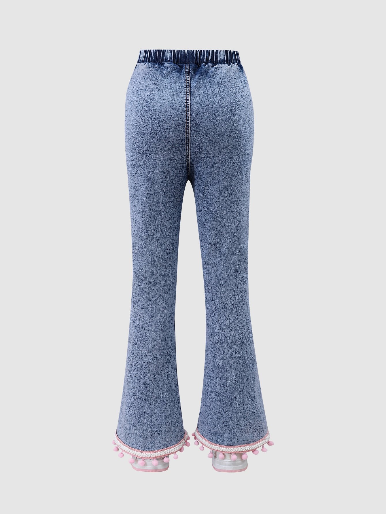 Girls Flare Jeans with Pom-Pom Hem