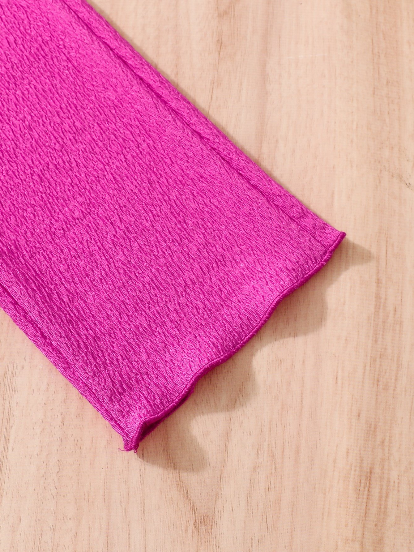Girls Magenta Crinkle Texture Wide Leg Pants
