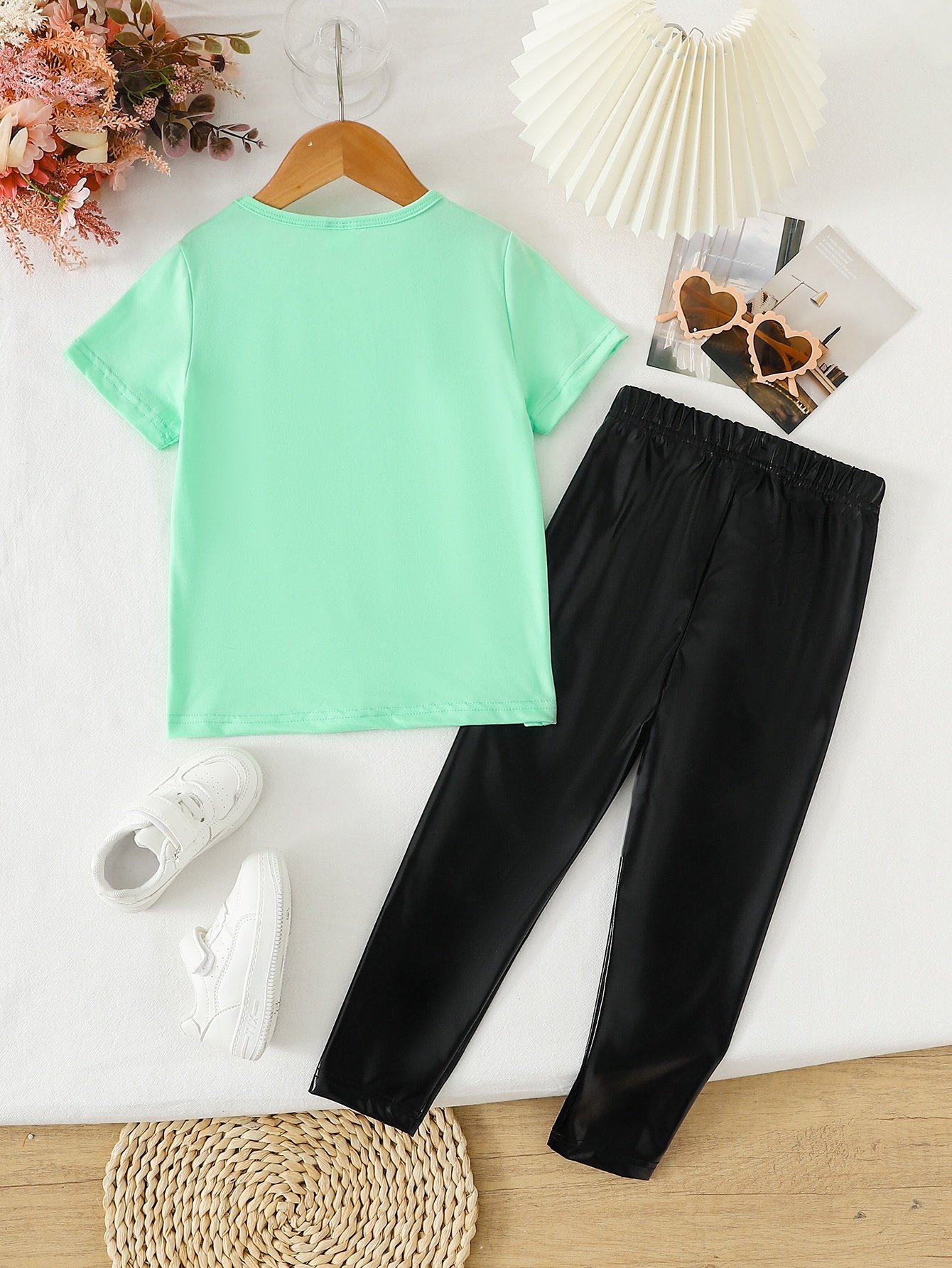 Green Printed Top and Trousers Set