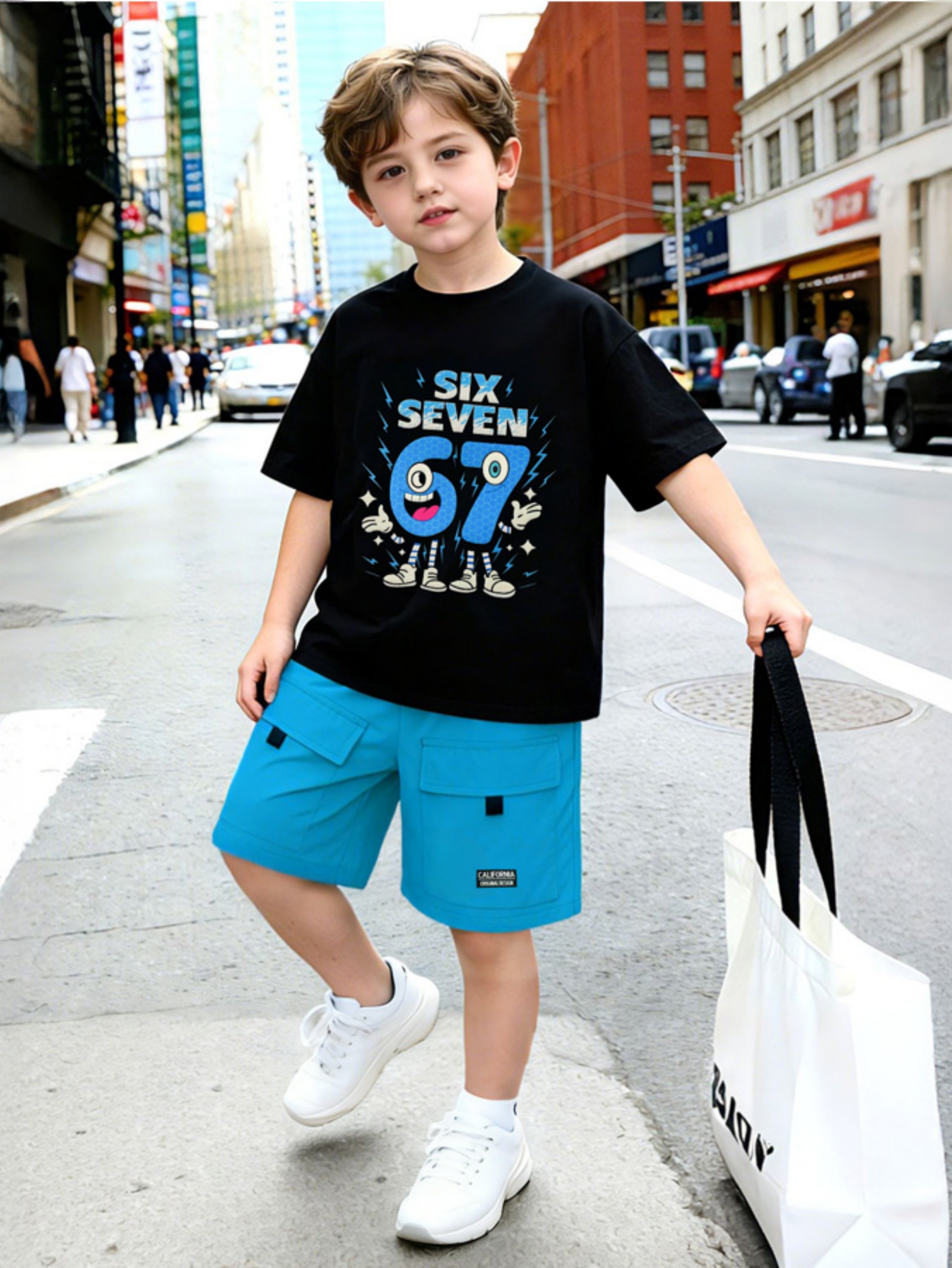 Boys Graphic Tee and Cargo Shorts Set