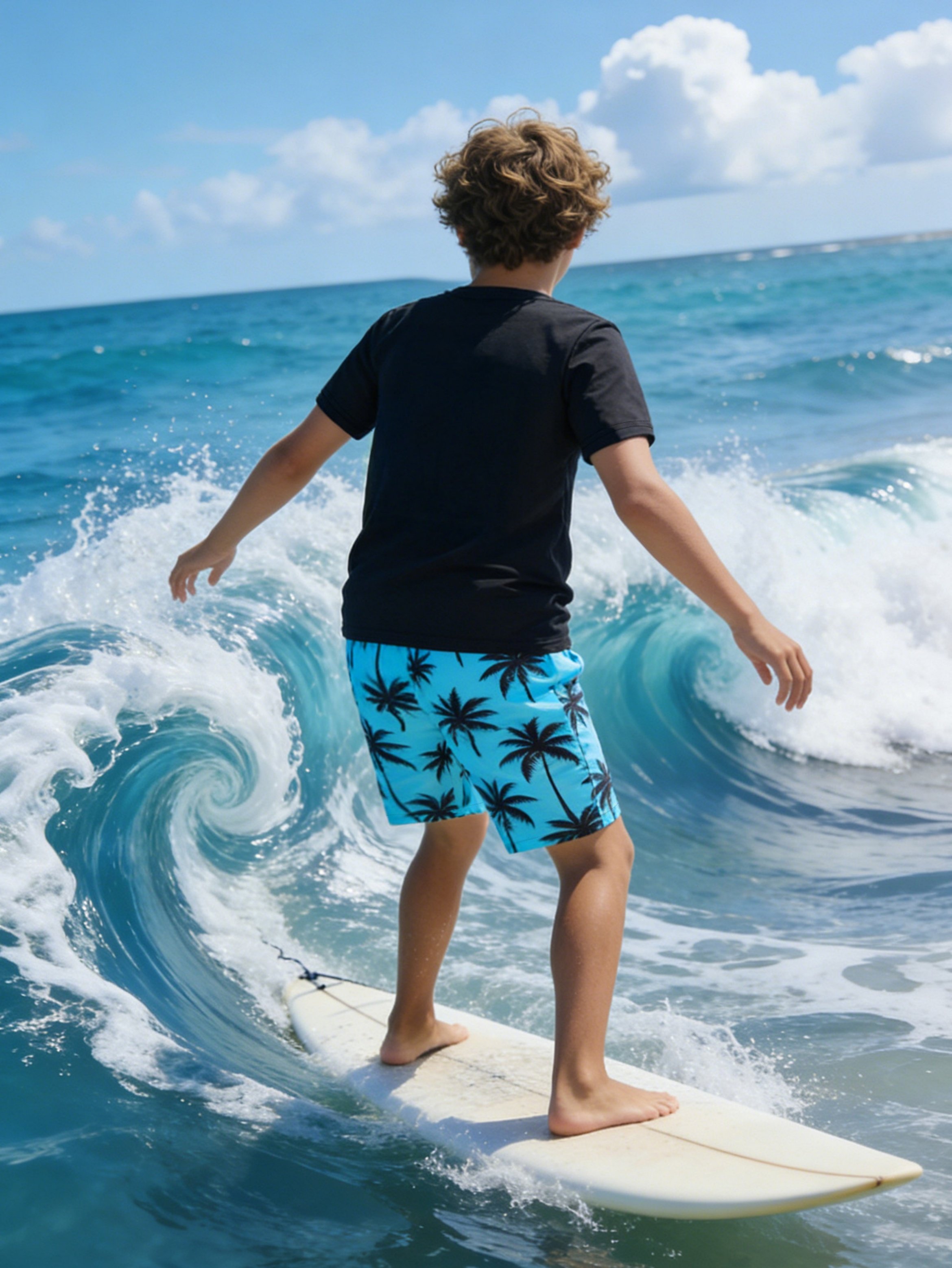 Boys Printed T-Shirt and Palm Tree Shorts Set