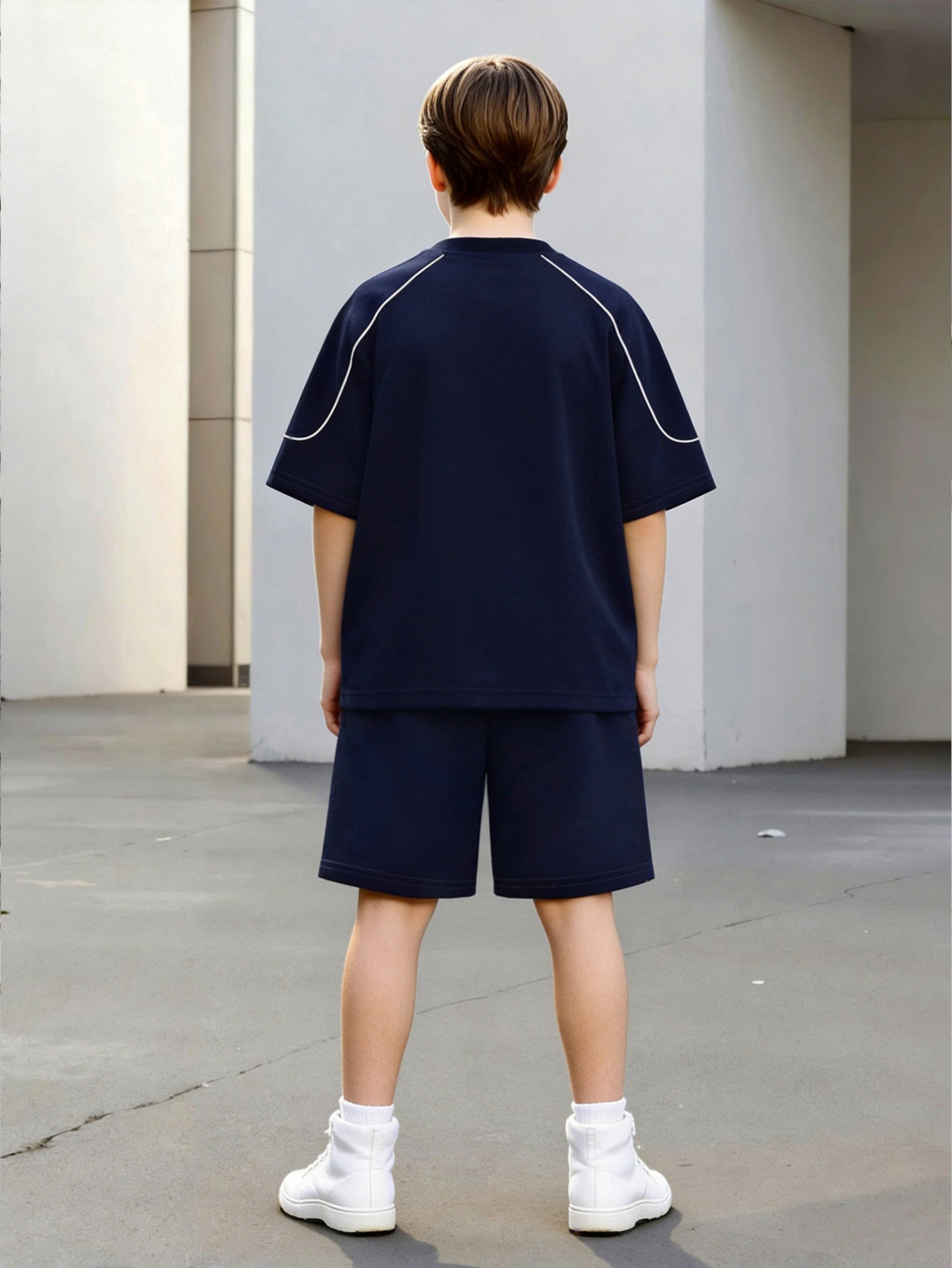 Oversized Dark Blue T-Shirt and Shorts Set