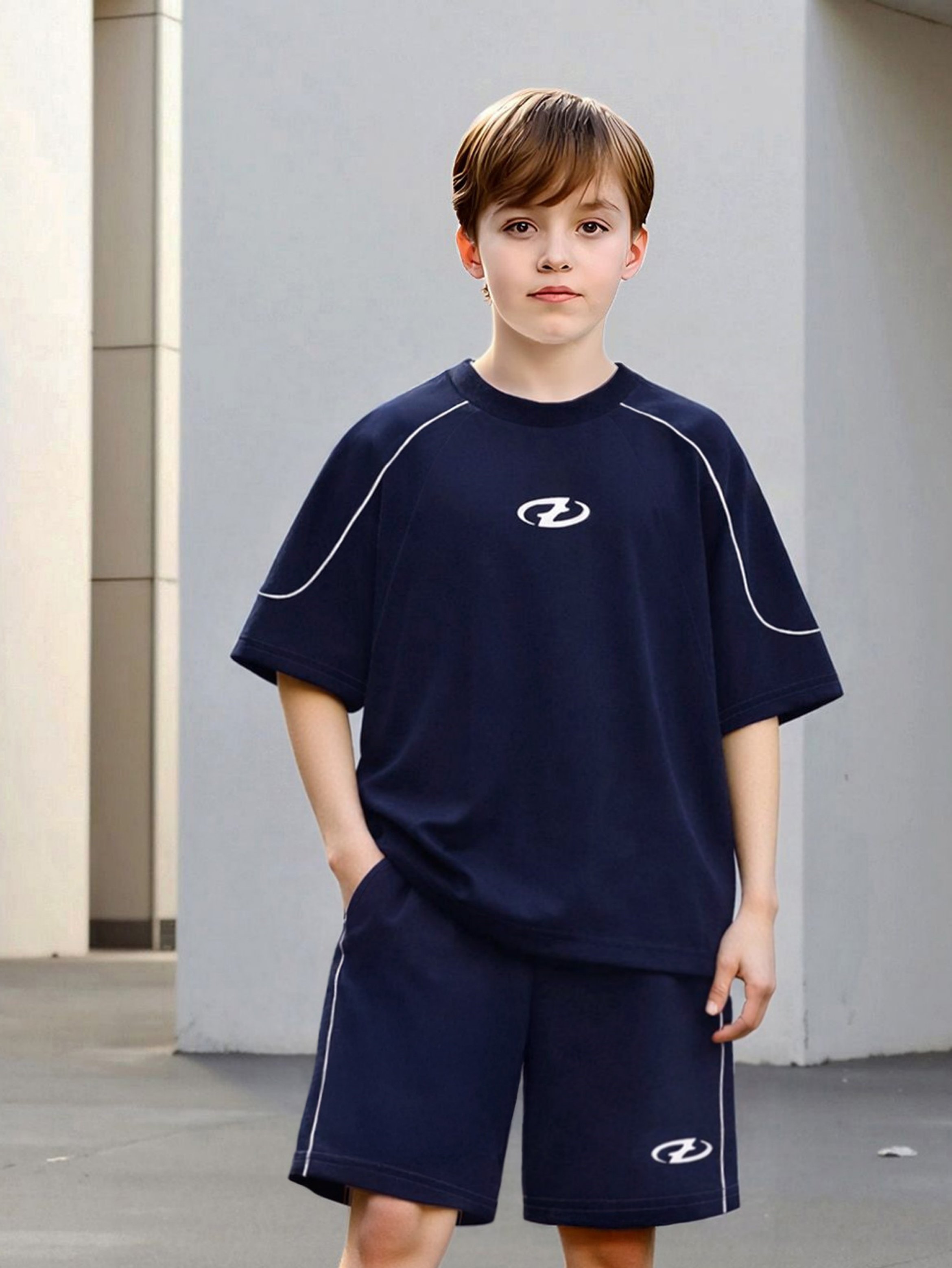 Oversized Dark Blue T-Shirt and Shorts Set