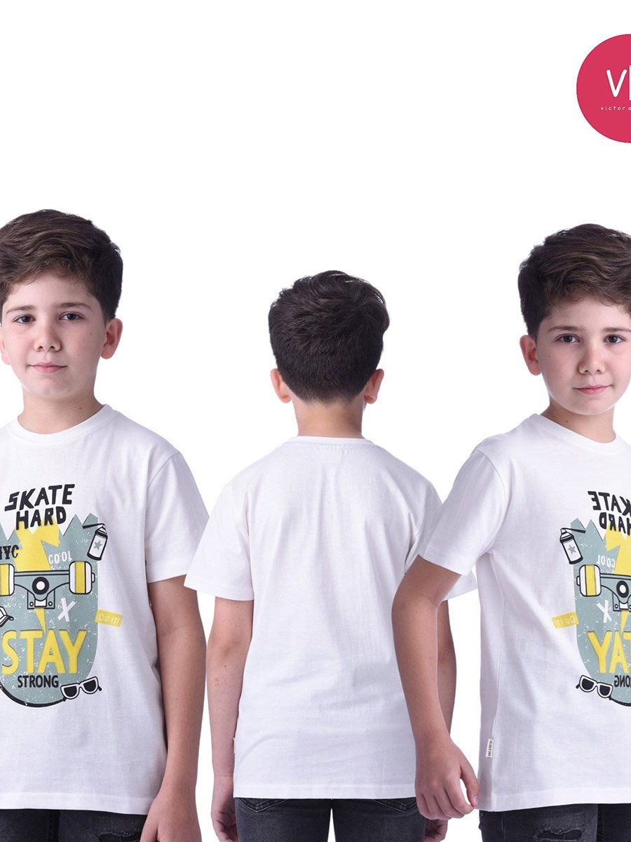 Boys Round Neck Graphic Print T-Shirt