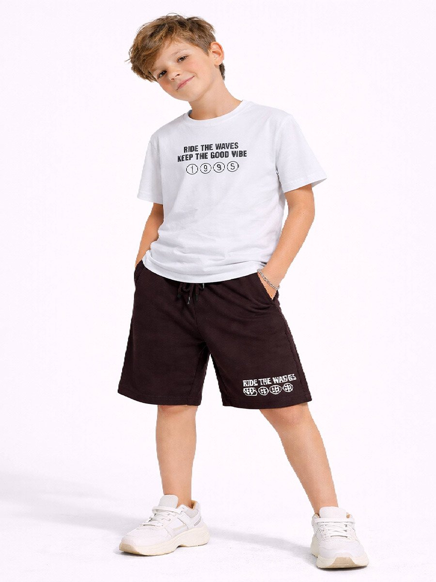 Teen Boys Text Print Relaxed T-Shirt and Shorts Set
