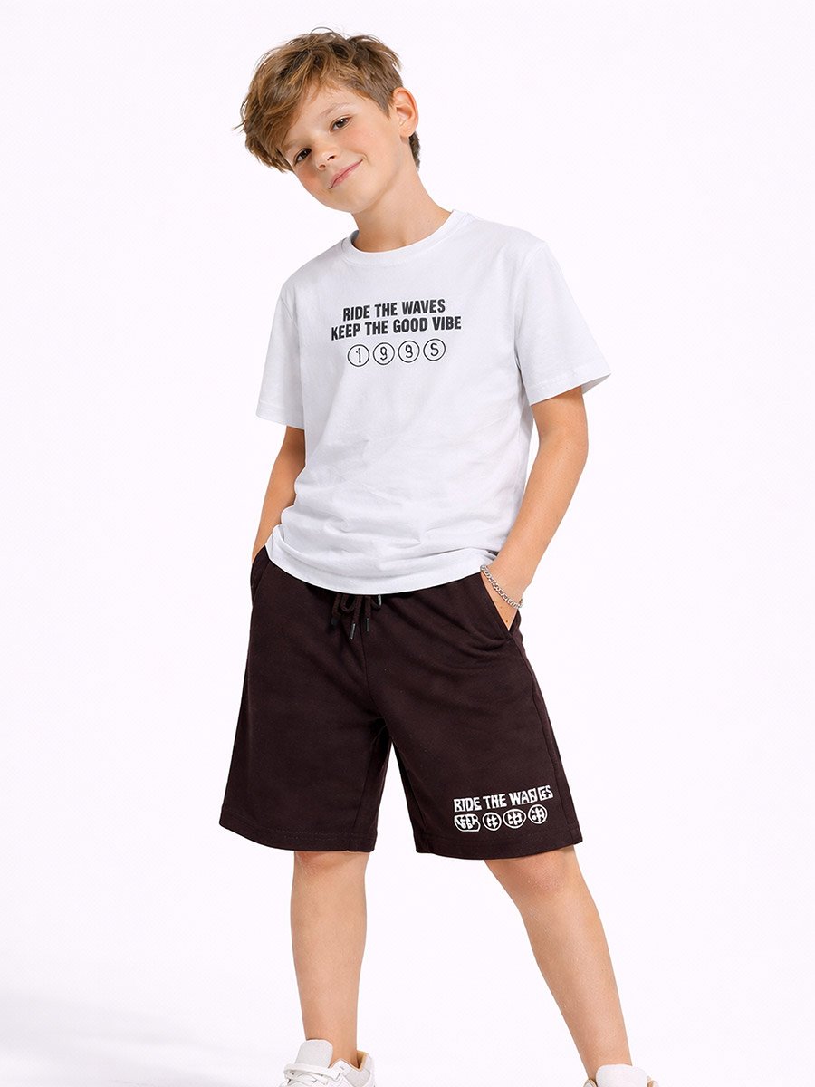 Teen Boys Text Print Relaxed T-Shirt and Shorts Set