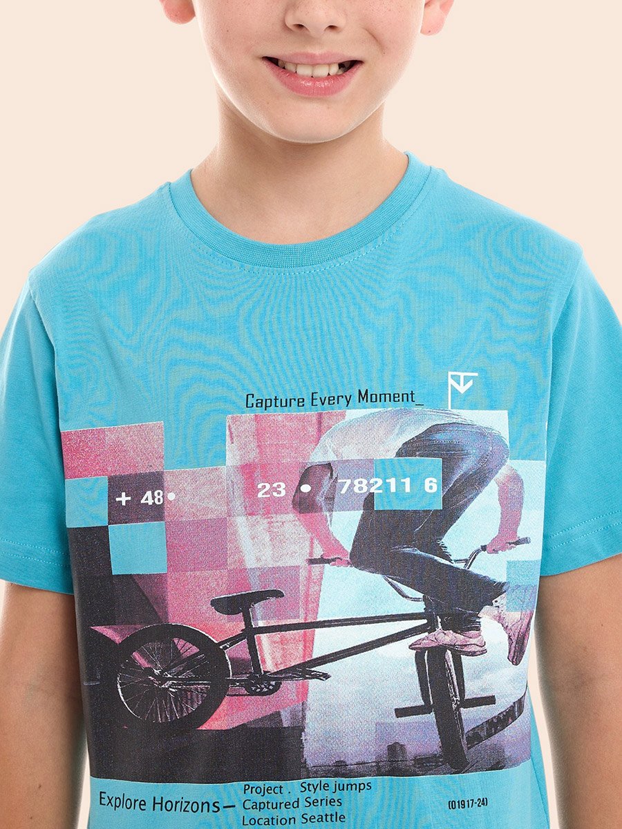Boys Round Neck Printed T-Shirt