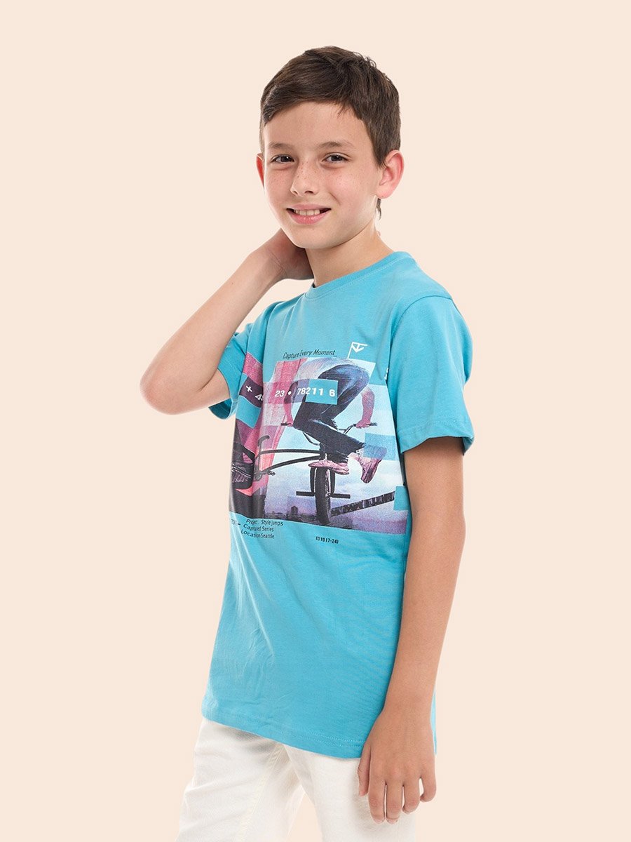 Boys Round Neck Printed T-Shirt