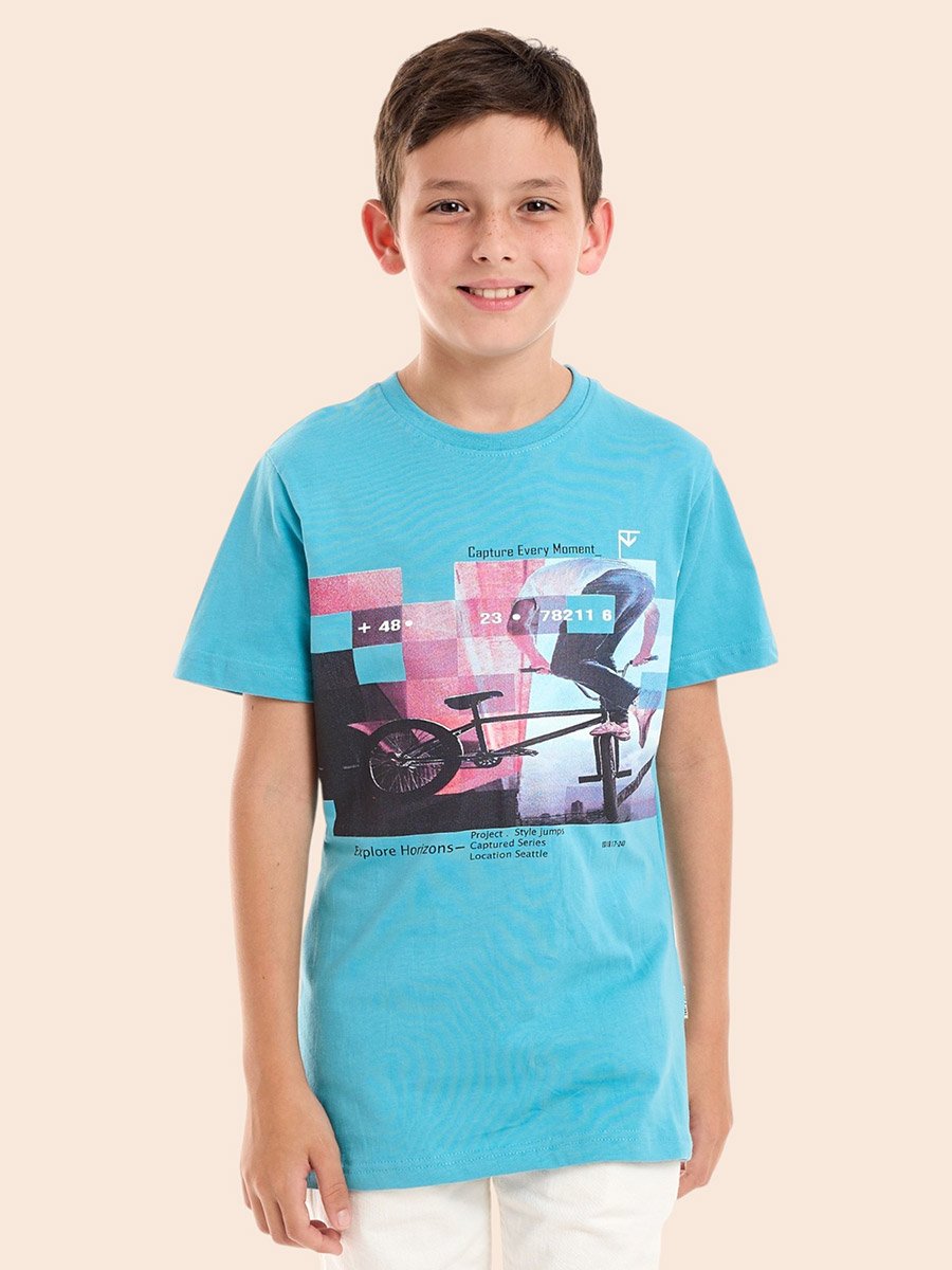 Boys Round Neck Printed T-Shirt
