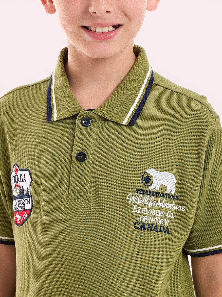 Boys Embroidered Polo T-Shirt