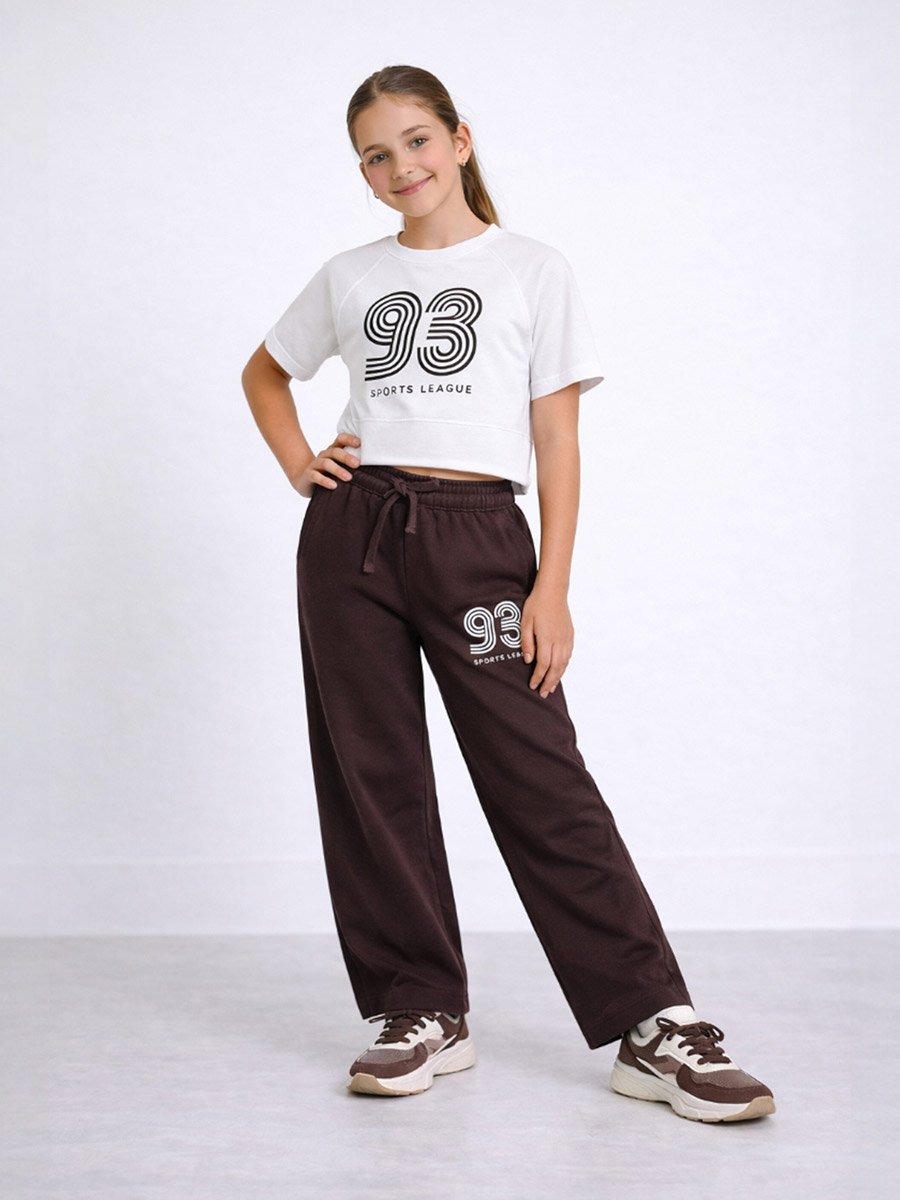 Teen Girls Printed Boxy T-Shirt and Pants Set