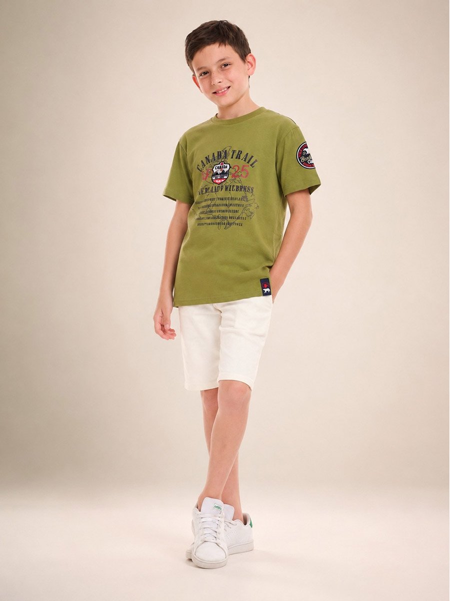 Boys Text Print Round Neck T-Shirt