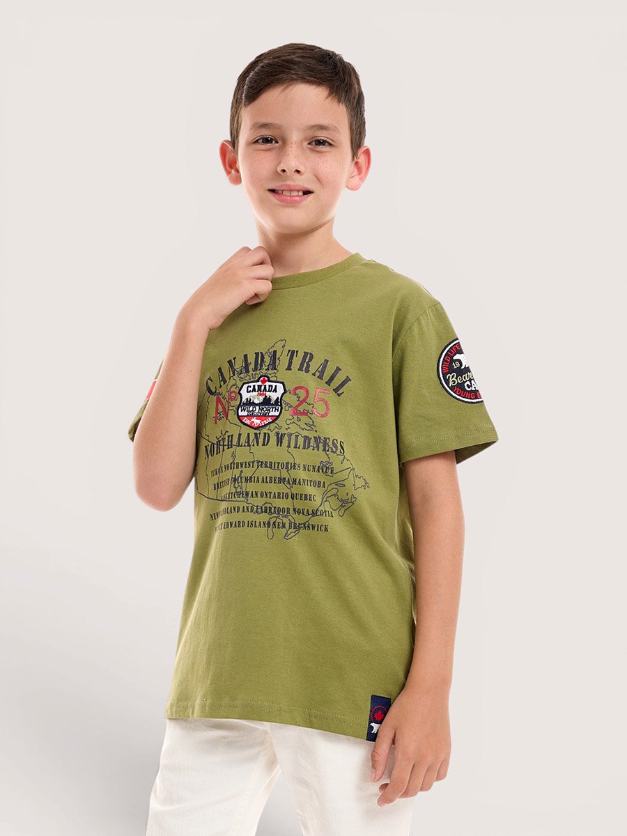 Boys Text Print Round Neck T-Shirt