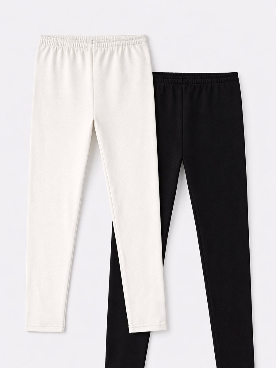 Pack of 2 - Girls Solid Leggings