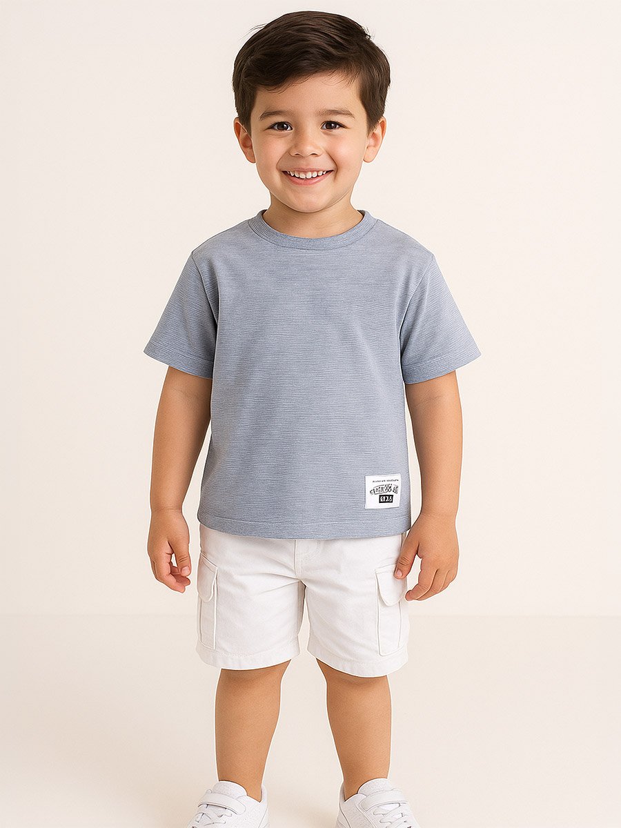 Boys Textured Knit Round Neck T-Shirt