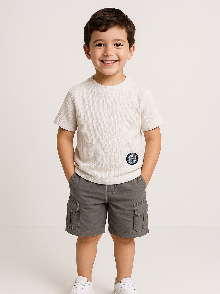 Boys Textured Knit Round Neck T-Shirt