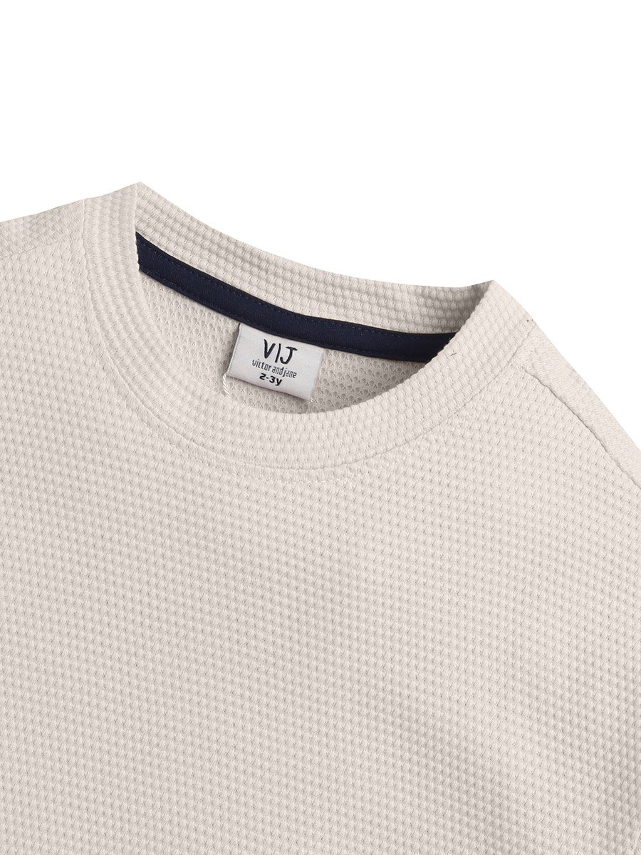 Boys Textured Knit Round Neck T-Shirt