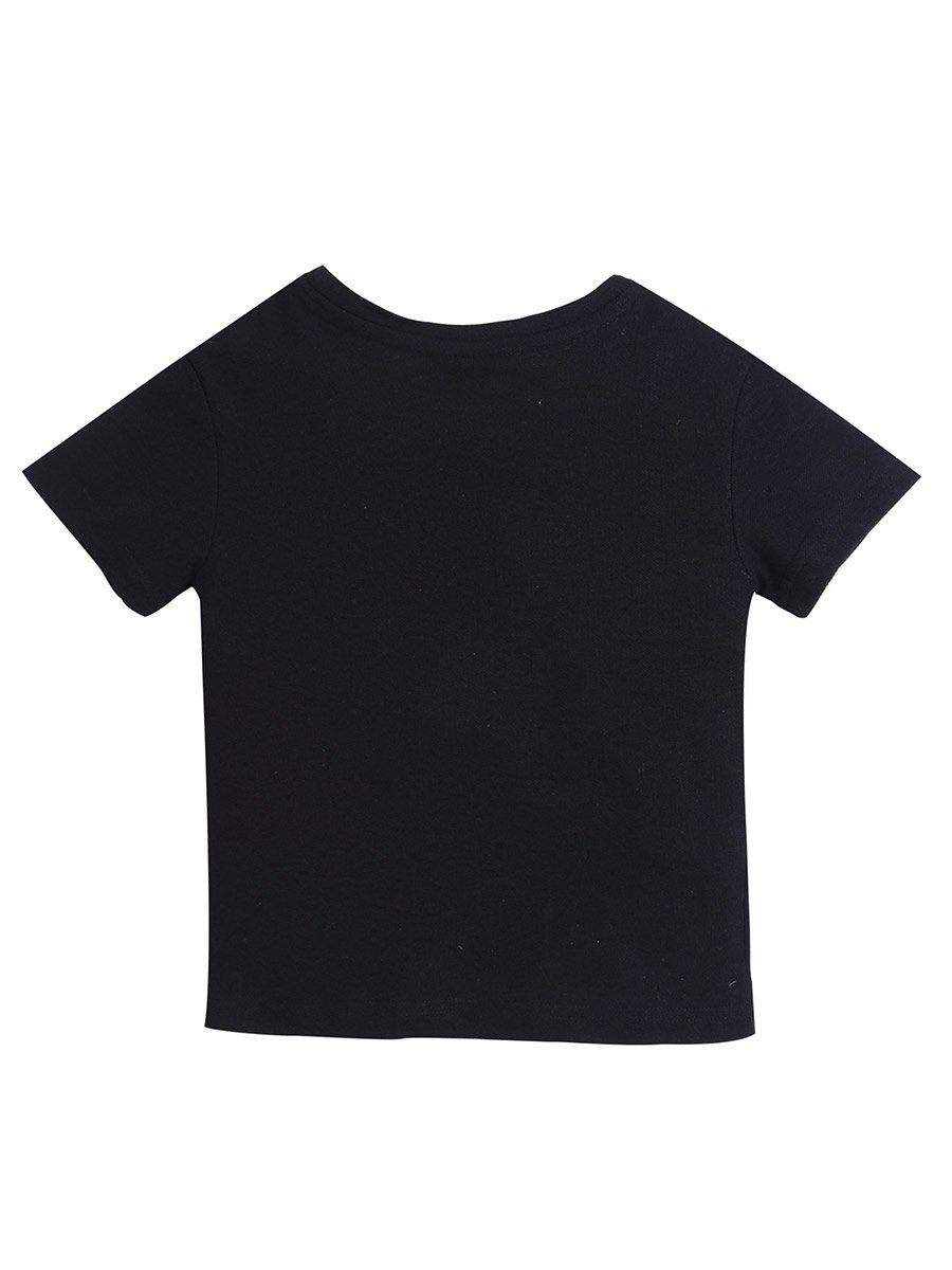 Boys Text Print Round Neck Pique T-Shirt
