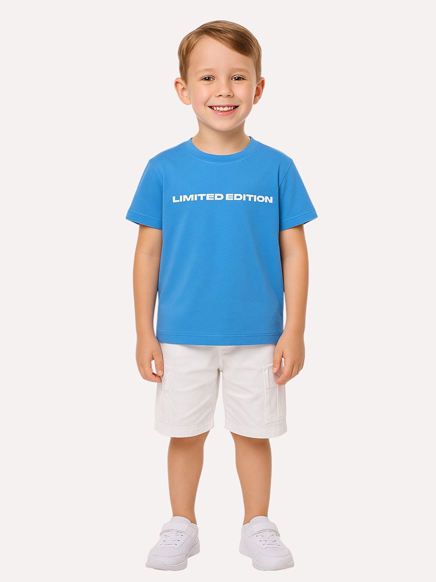 Boys Text Print Round Neck T-Shirt