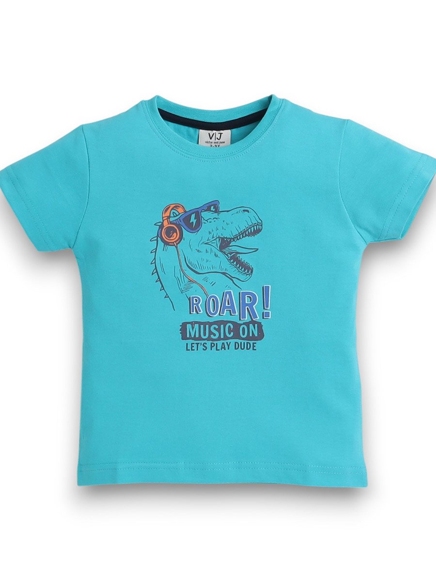 Boys Cotton T-Shirt and All-Over Printed Pyjama Set