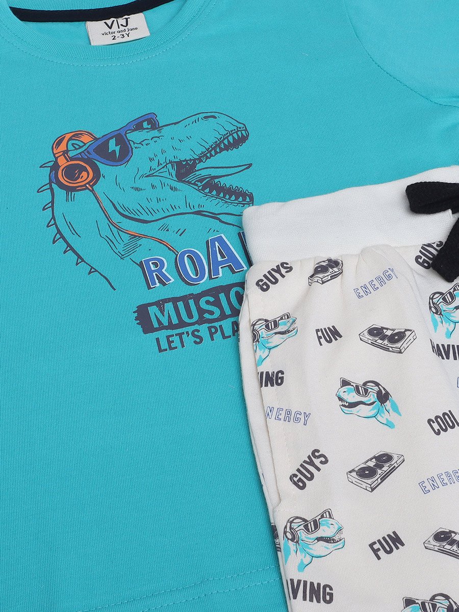 Boys Cotton T-Shirt and All-Over Printed Pyjama Set