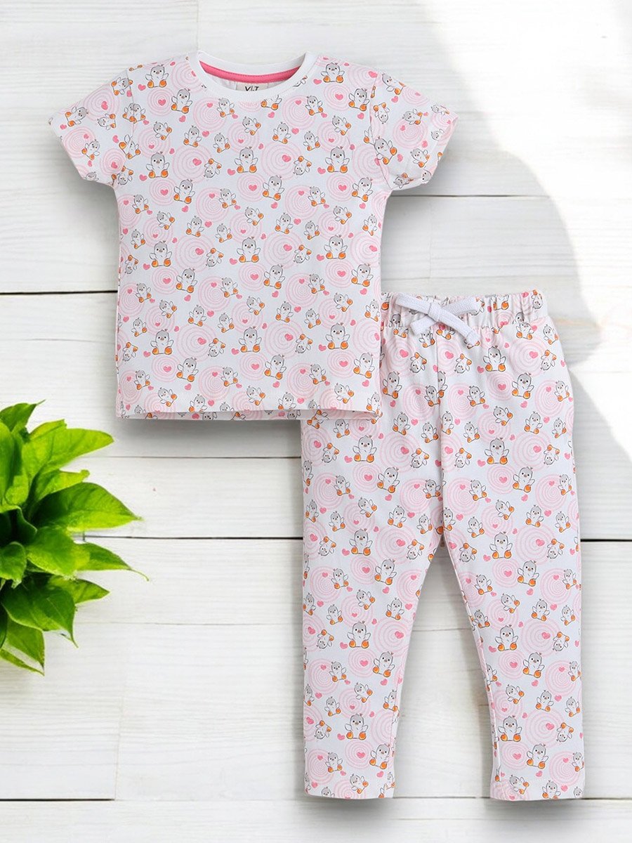 Girls All-Over Print T-Shirt and Pyjama Set