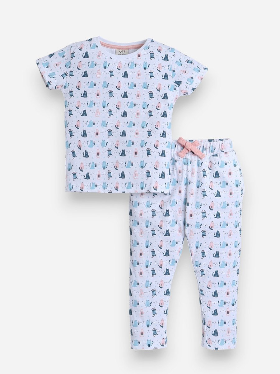 Girls All-Over Print T-Shirt and Pyjama Set