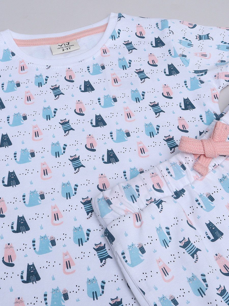 Girls All-Over Print T-Shirt and Pyjama Set