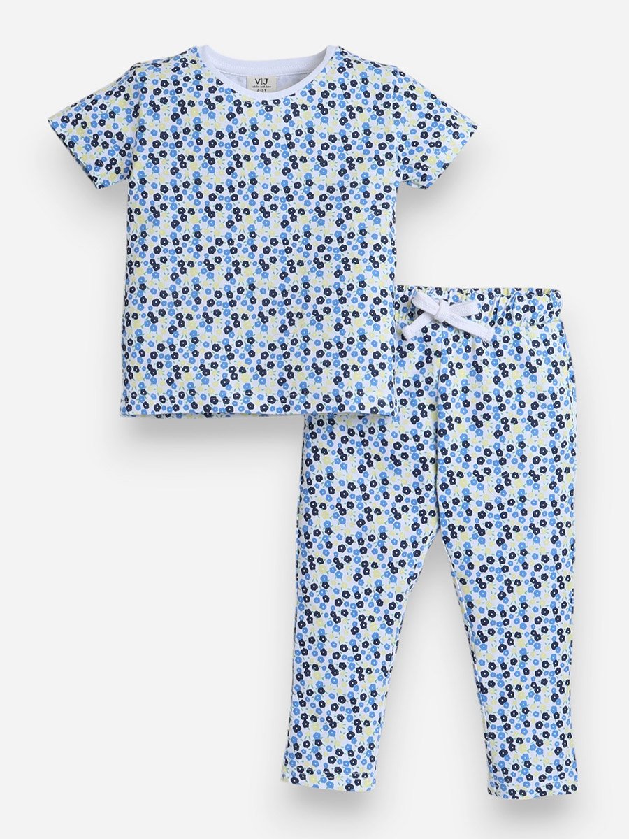 Girls All-Over Floral Print T-Shirt and Pyjama Set