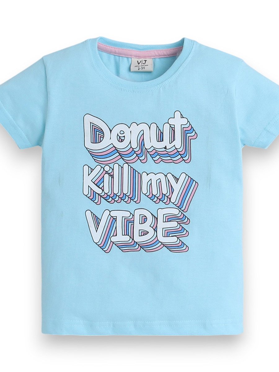 Girls Text Print T-Shirt and Shorts Set