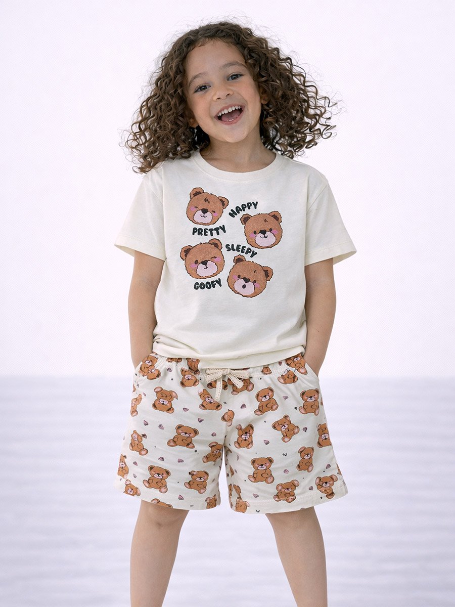 Girls Teddy Graphic T-Shirt and Shorts Set