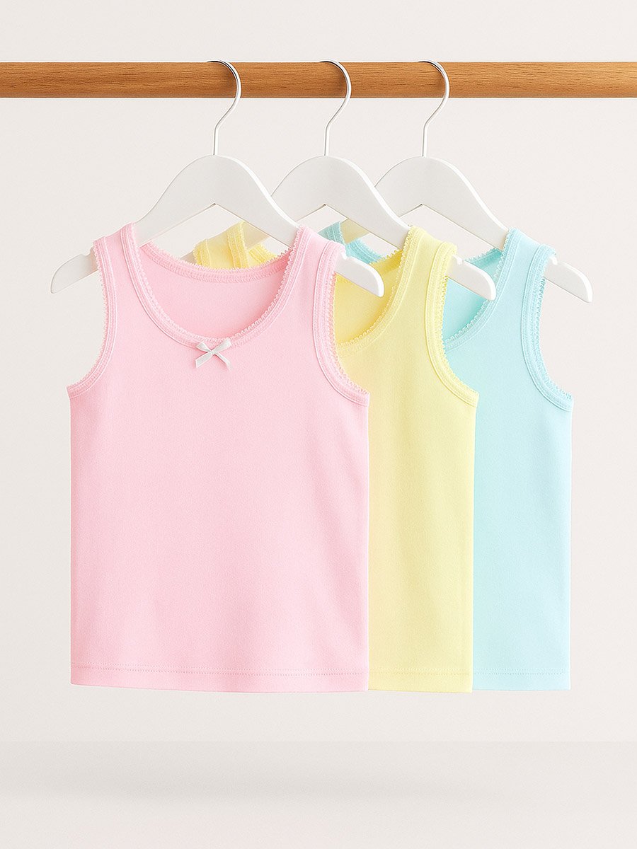 Pack of 3 - Girls Cotton Vests