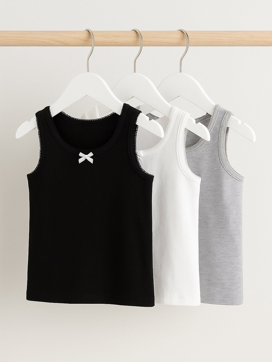 Pack of 3 - Girls Cotton Vests