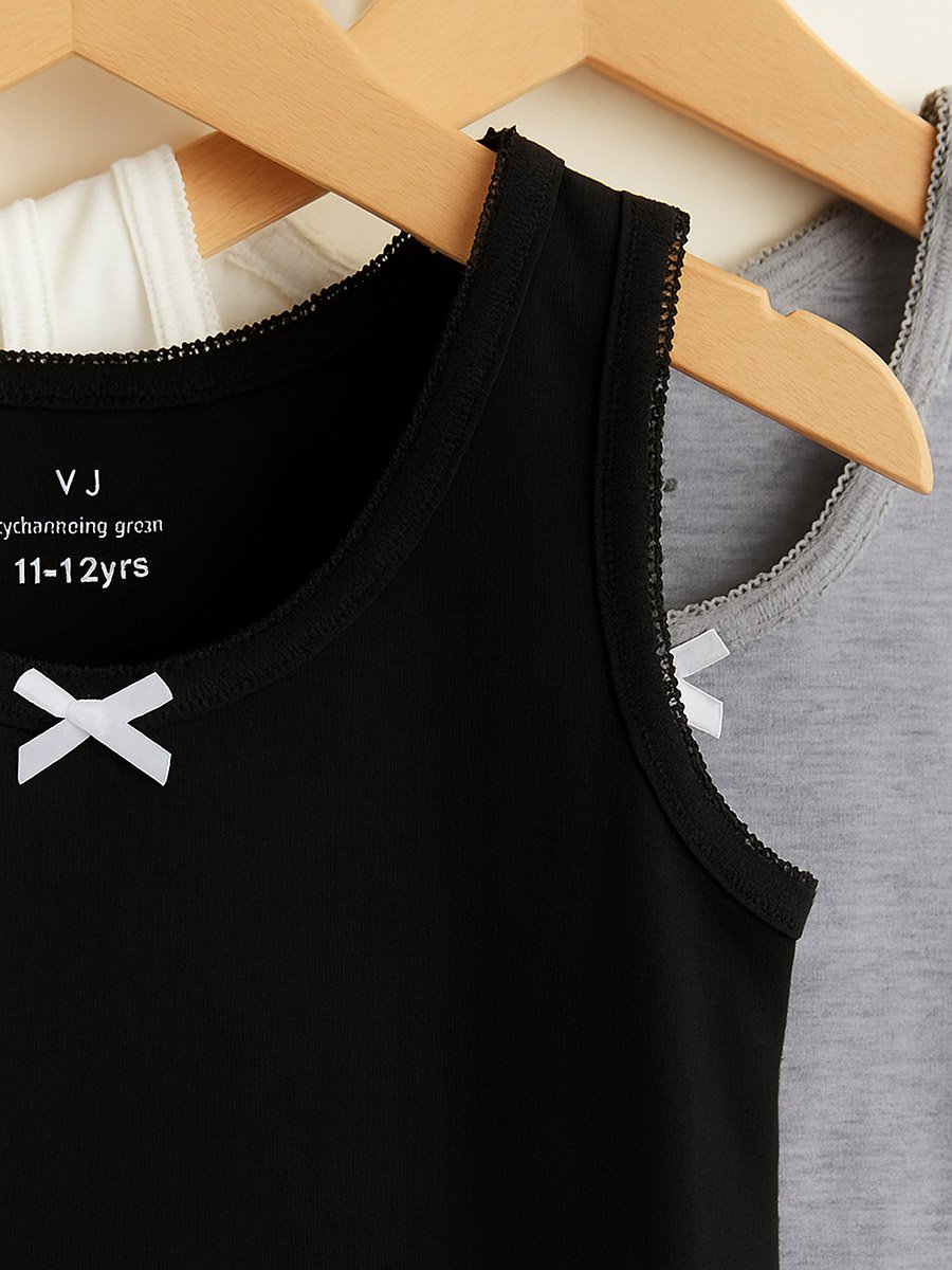 Pack of 3 - Girls Cotton Vests