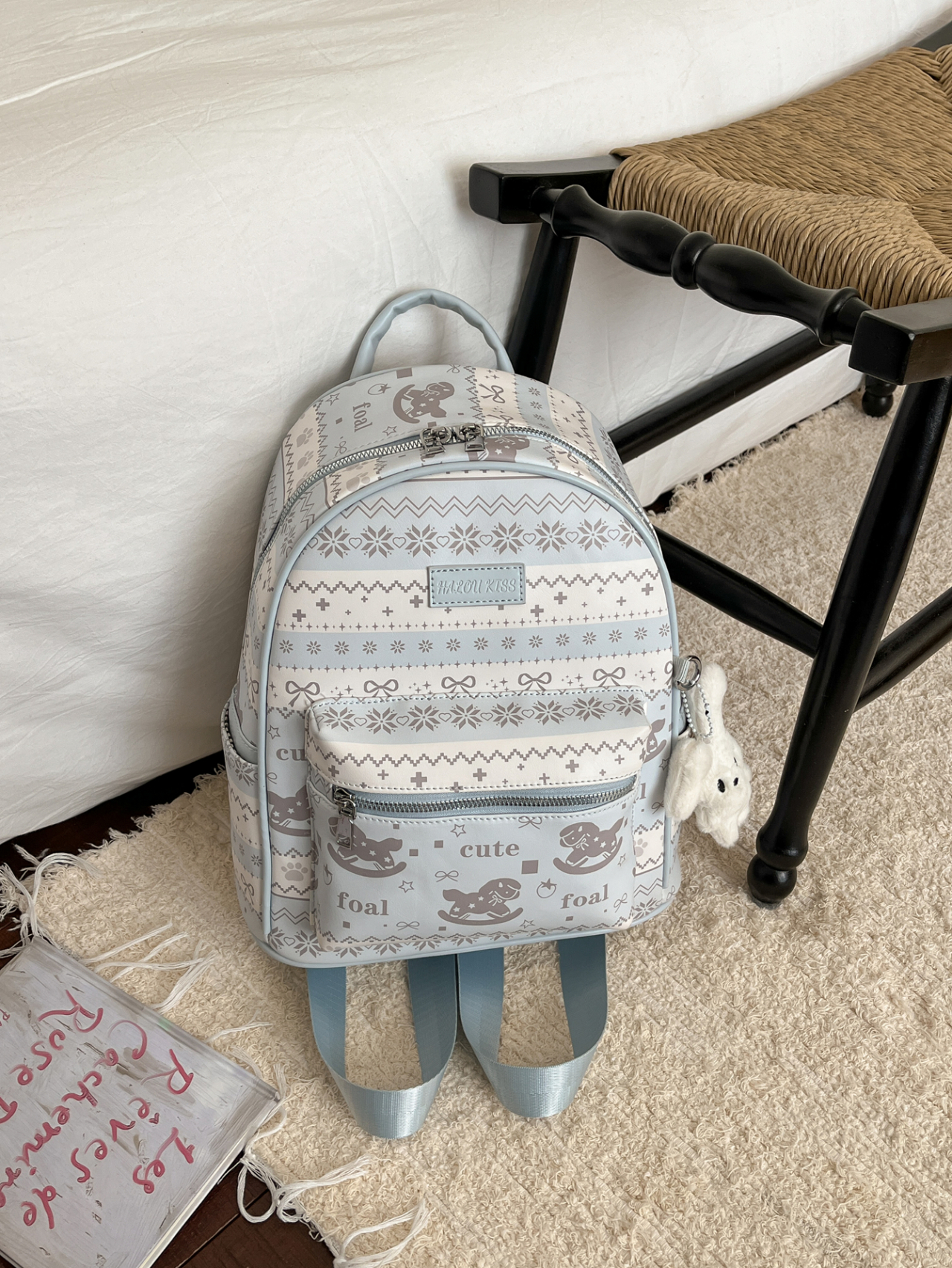 Girls Printed Backpack with Front Pocket