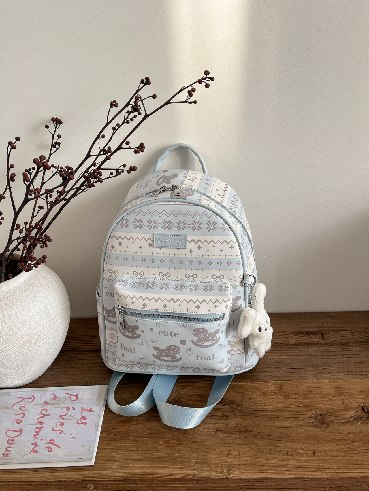 Girls Printed Backpack with Front Pocket