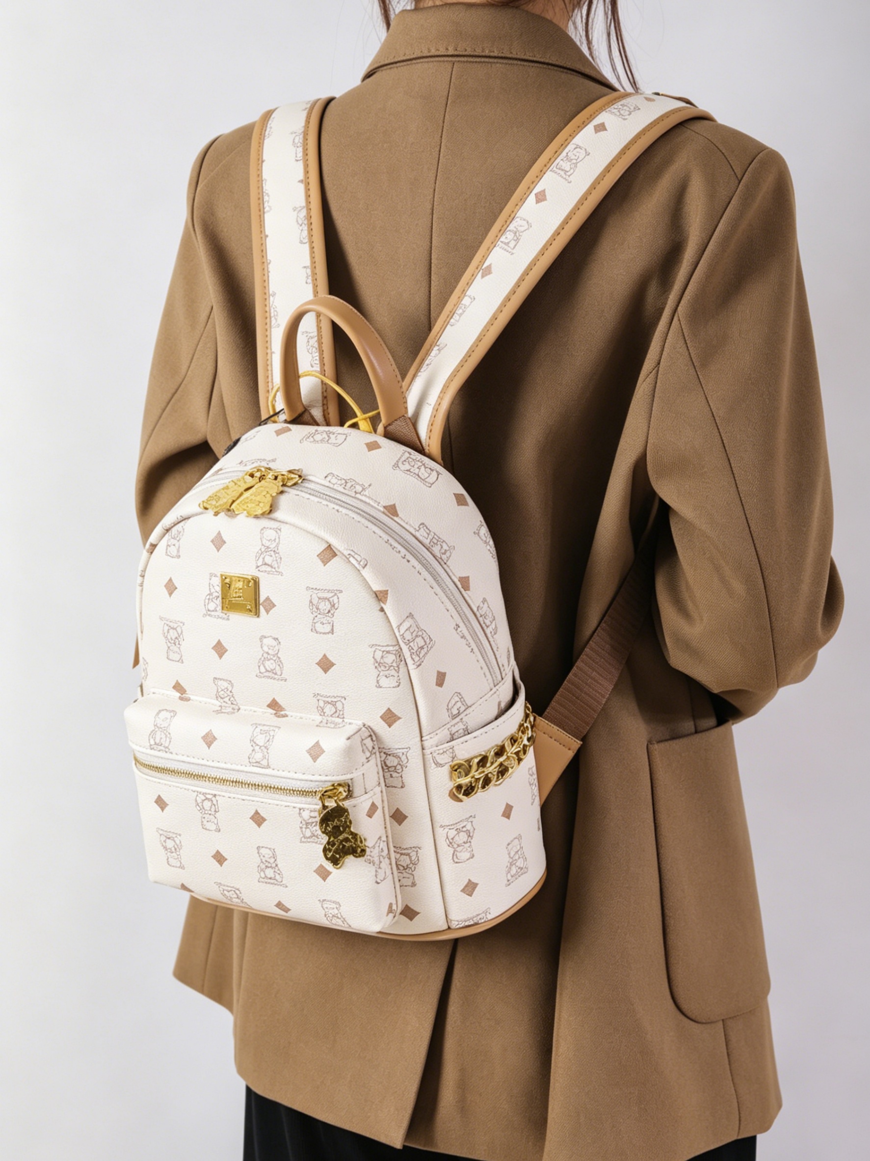 Girls Printed Backpack with Front Pocket