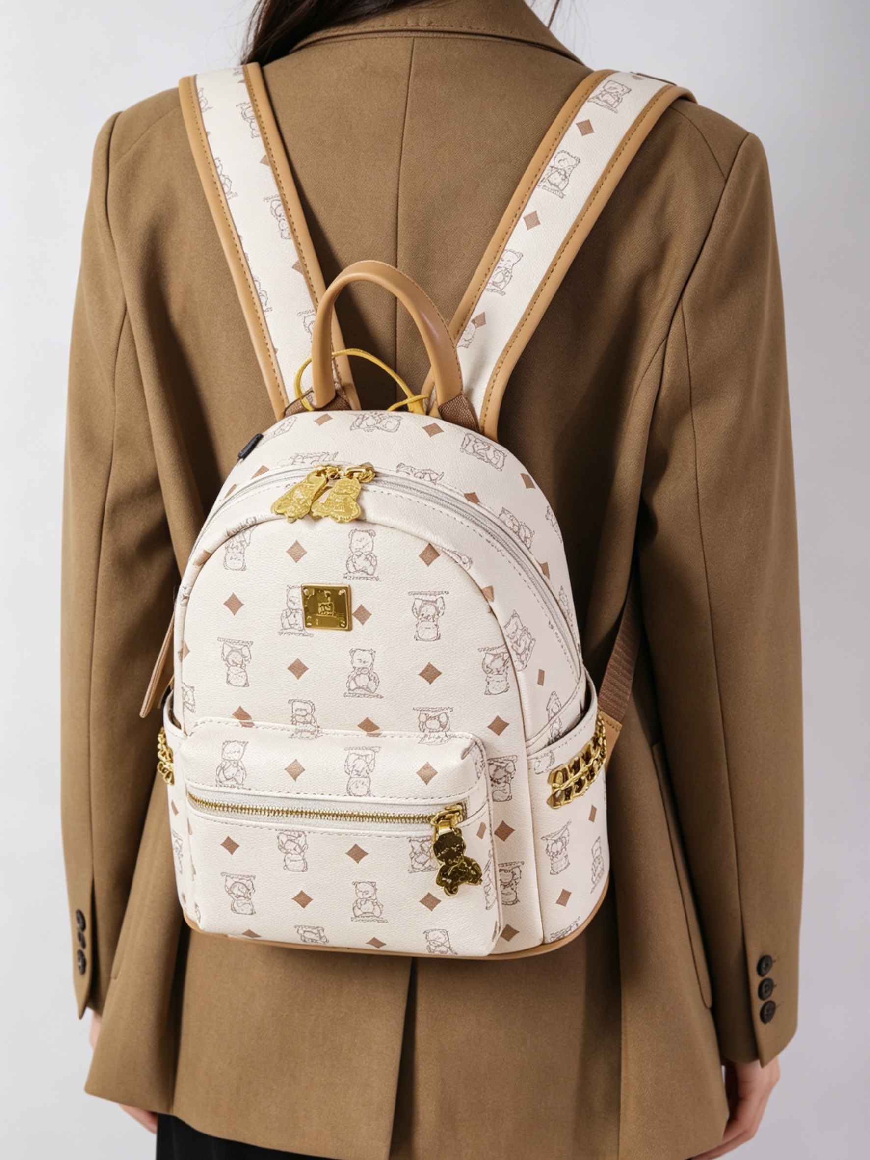 Girls Printed Backpack with Front Pocket