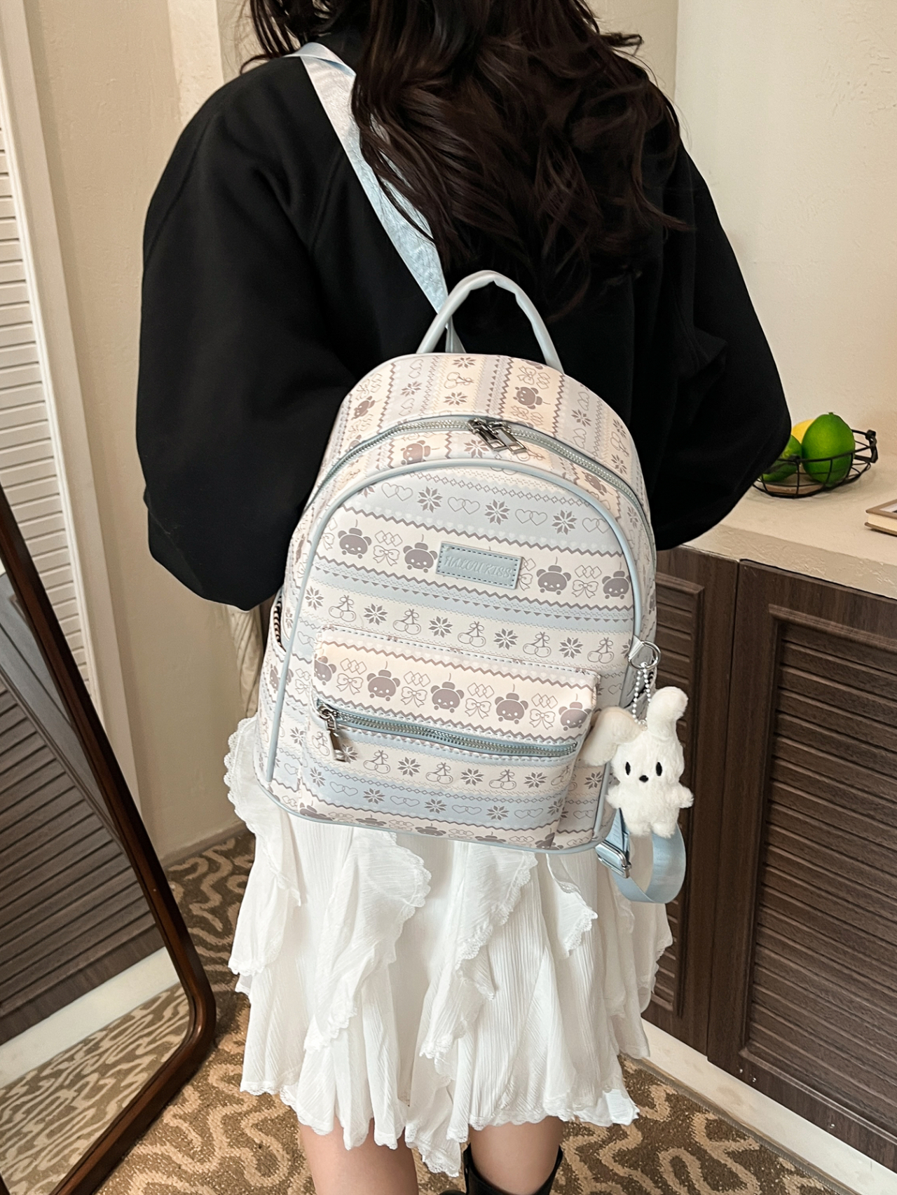 Girls Printed Backpack with Front Pocket