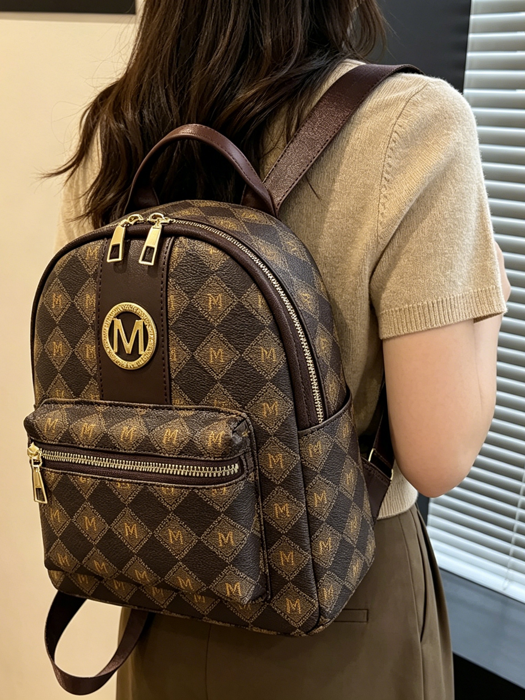 Girls Printed Backpack with Zip Pocket
