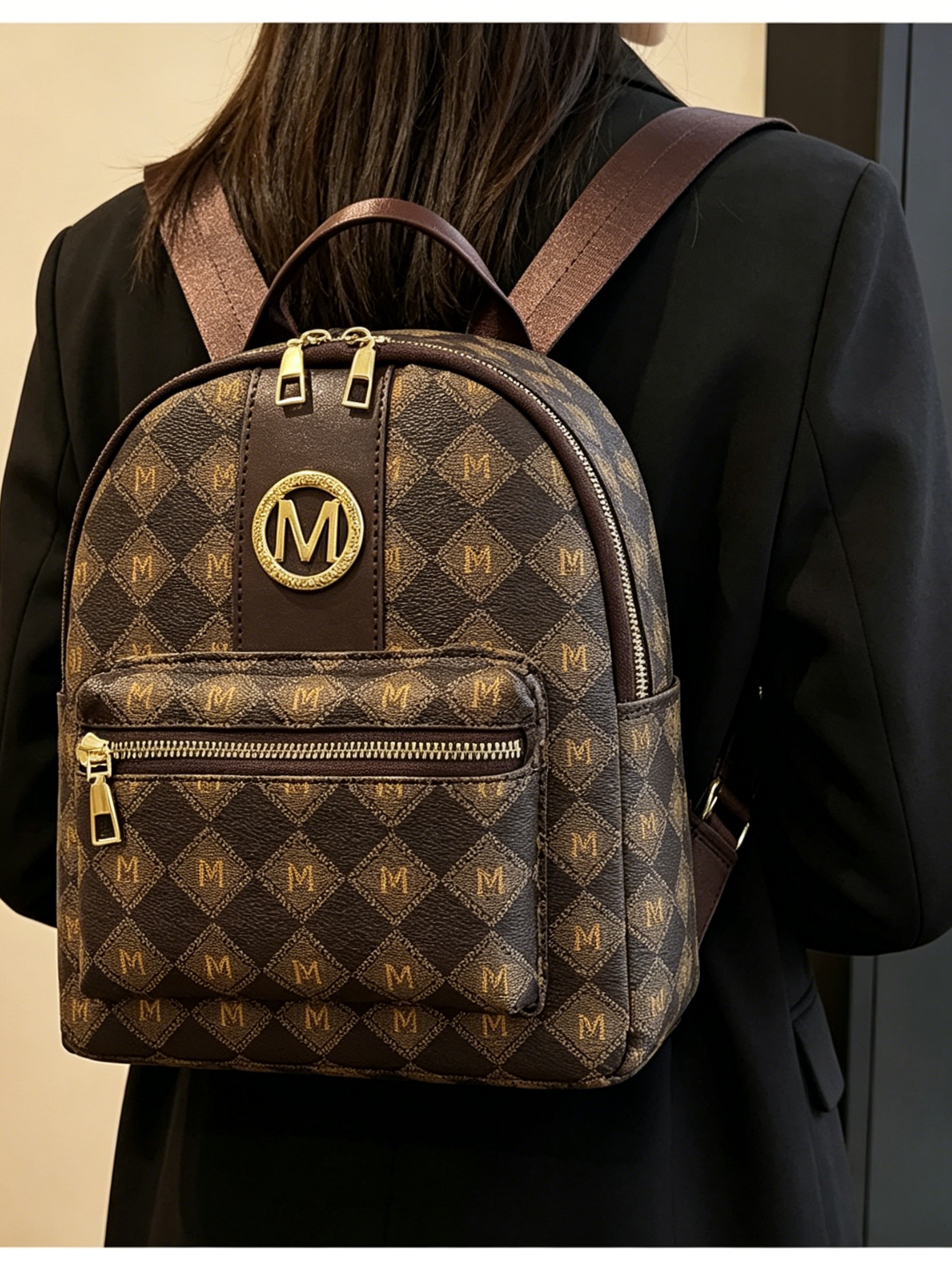 Girls Printed Backpack with Zip Pocket