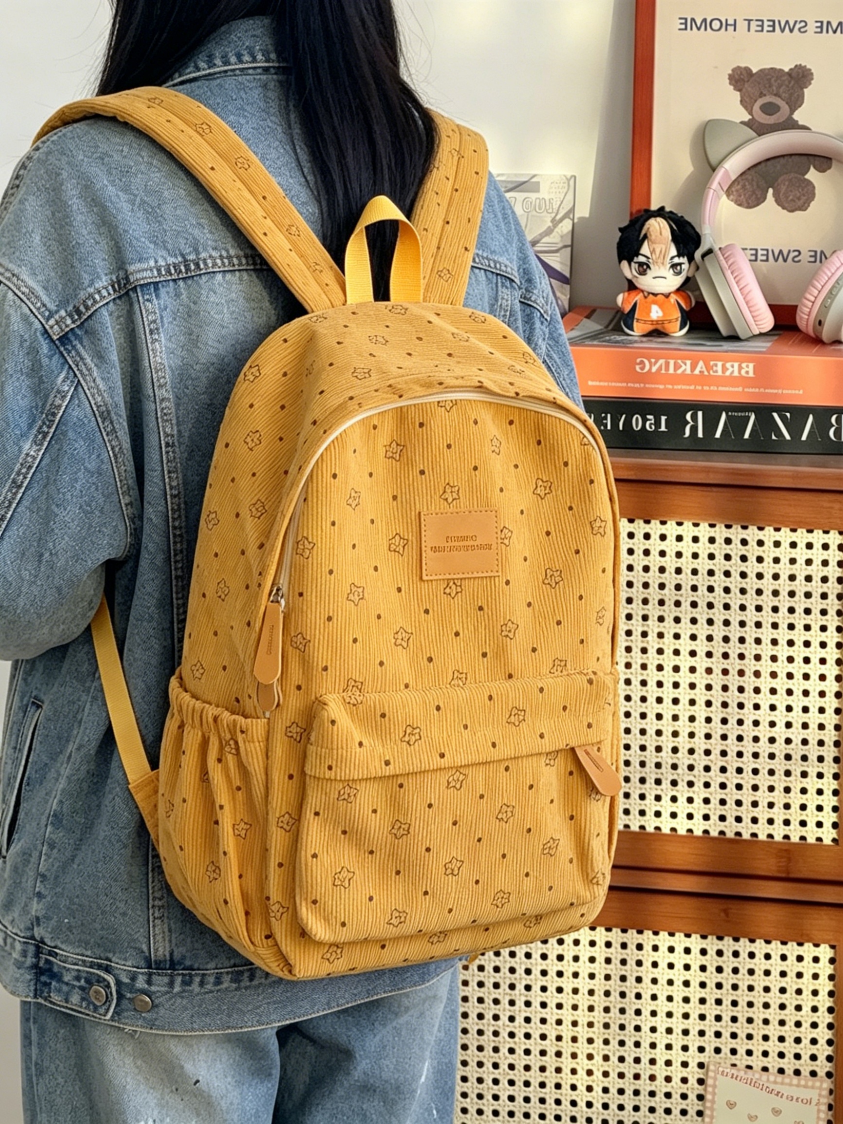 Girls Printed Backpack with Front Pocket