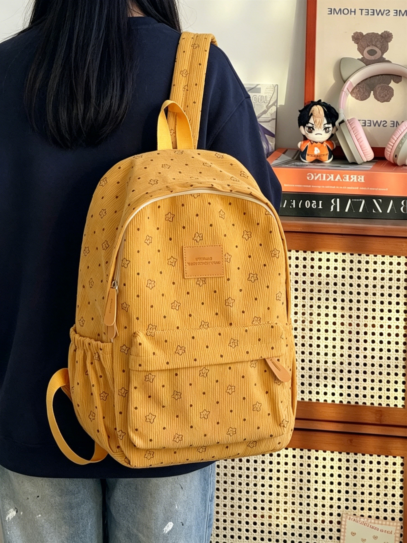 Girls Printed Backpack with Front Pocket