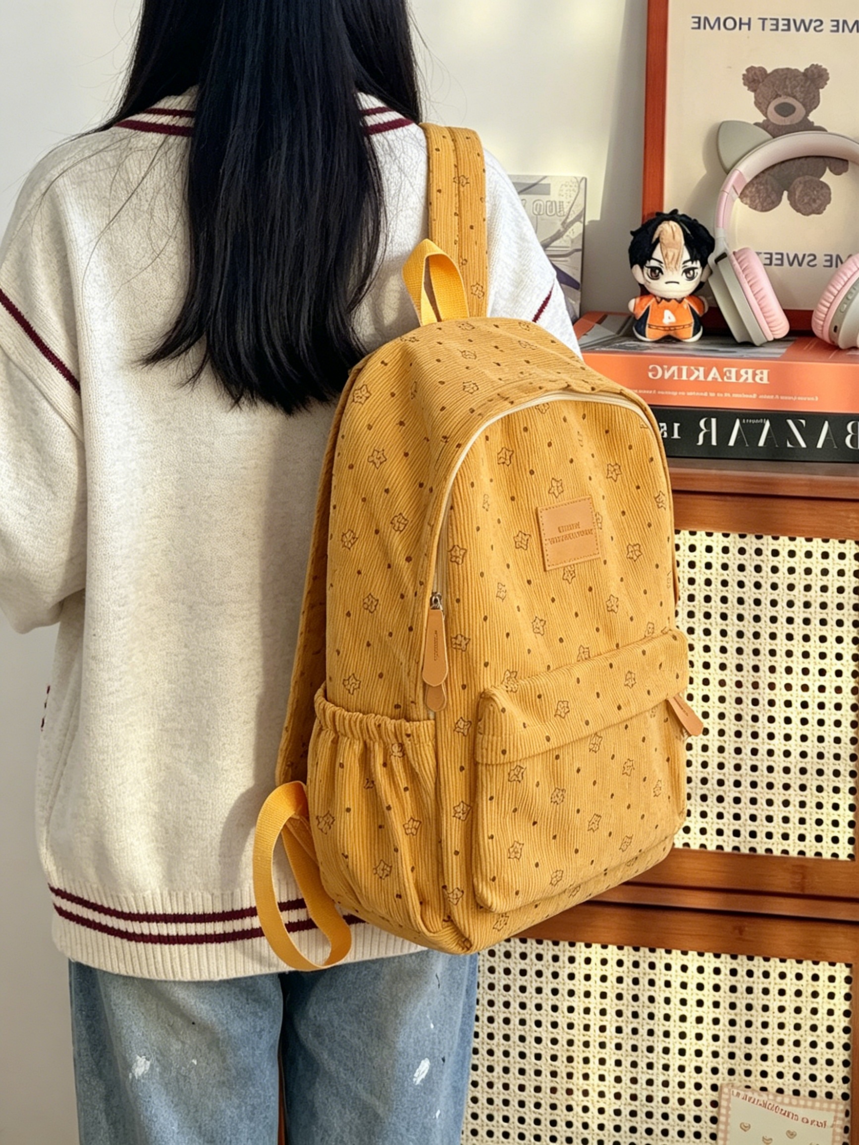 Girls Printed Backpack with Front Pocket