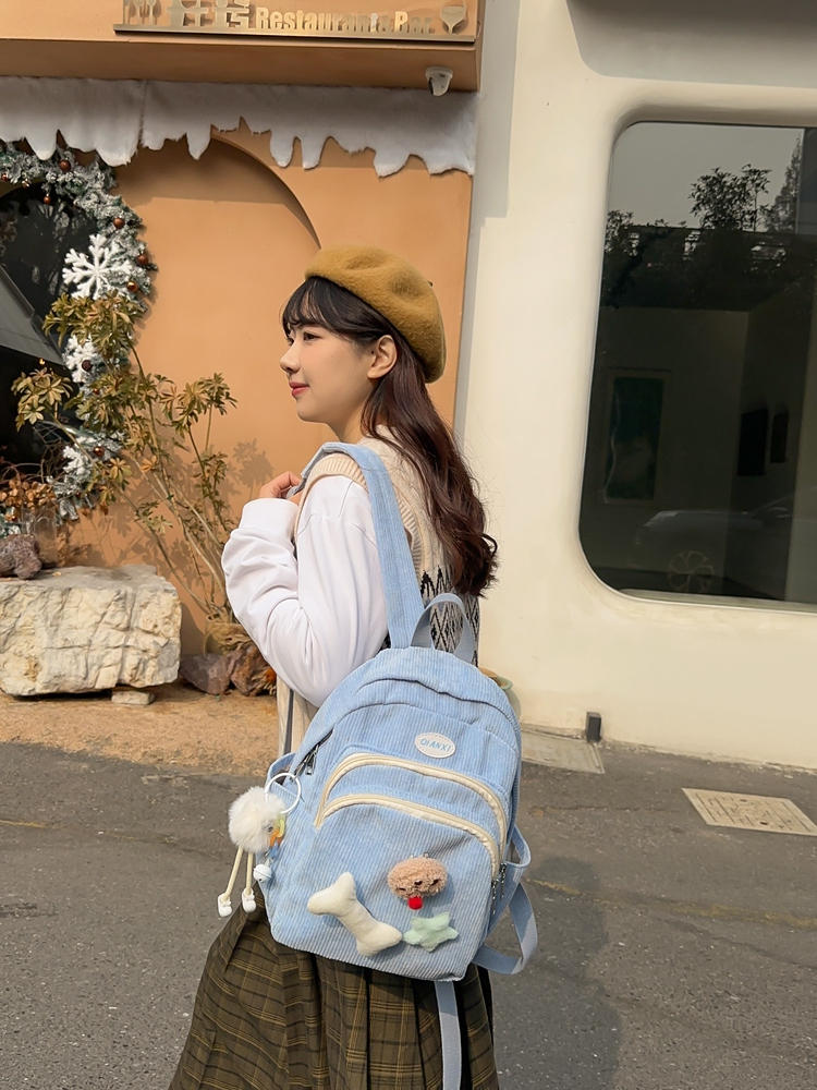 Girls Zip Backpack with Plush Charms
