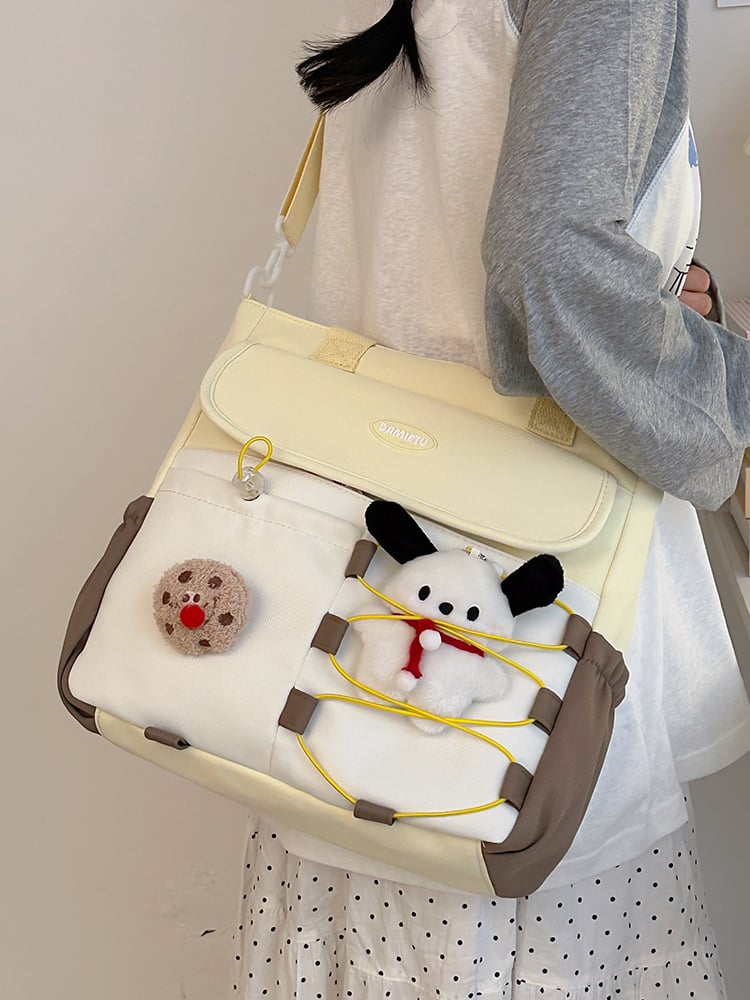Girls Flap Shoulder Bag with Plush Charm