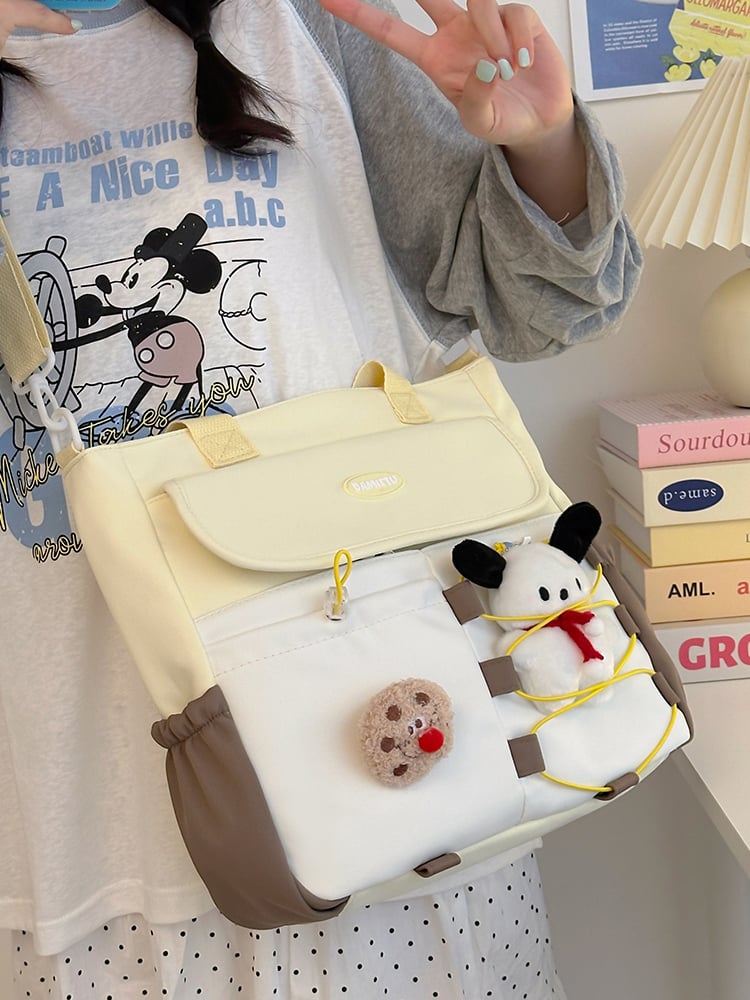 Girls Flap Shoulder Bag with Plush Charm