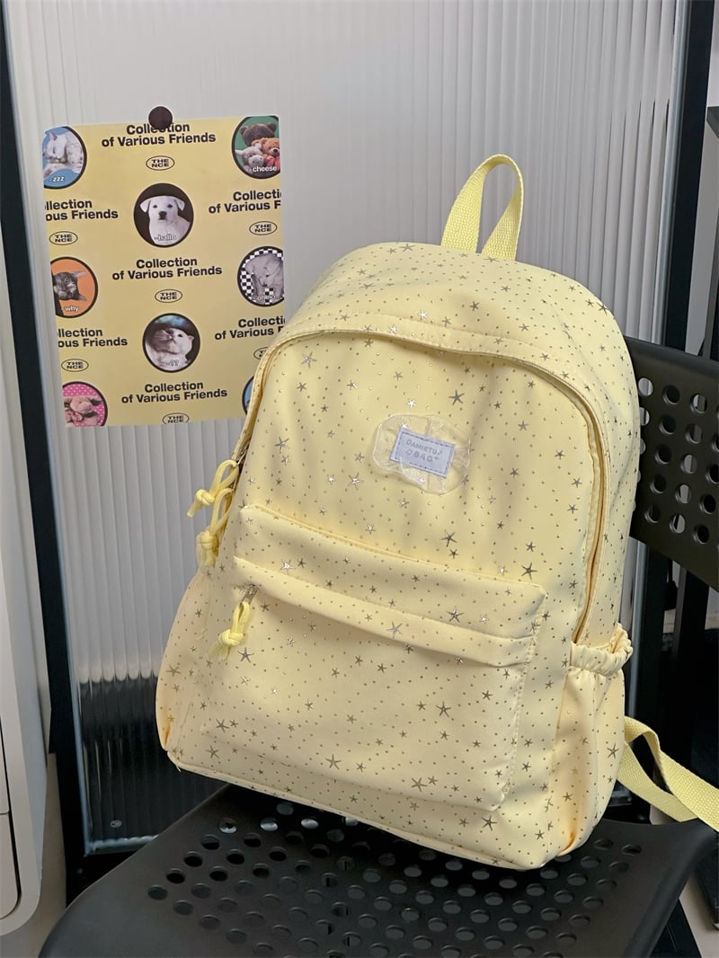 Girls Star Print Backpack with Side Pocket