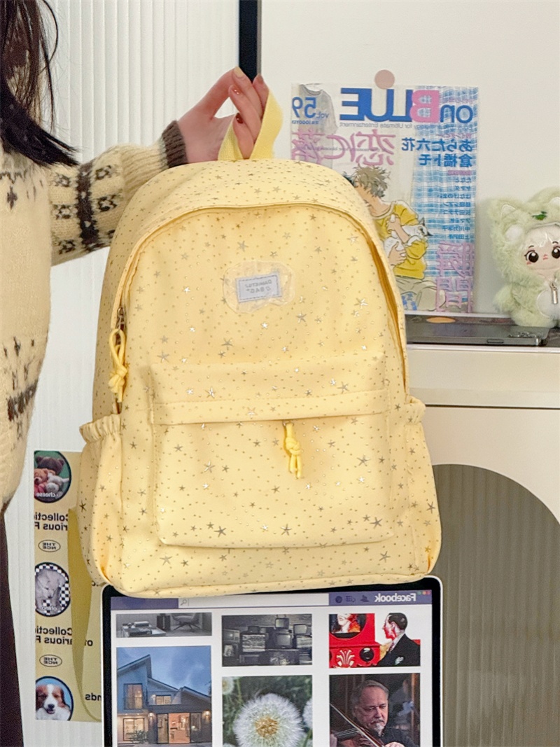 Girls Star Print Backpack with Side Pocket