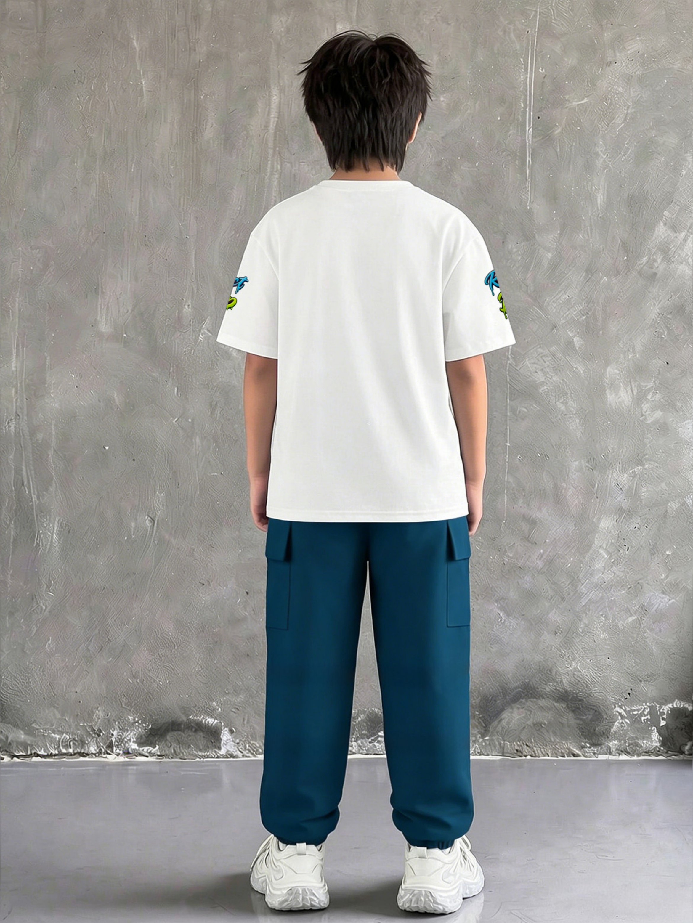 Boys Football Graphic T-Shirt and Cargo Pants Set